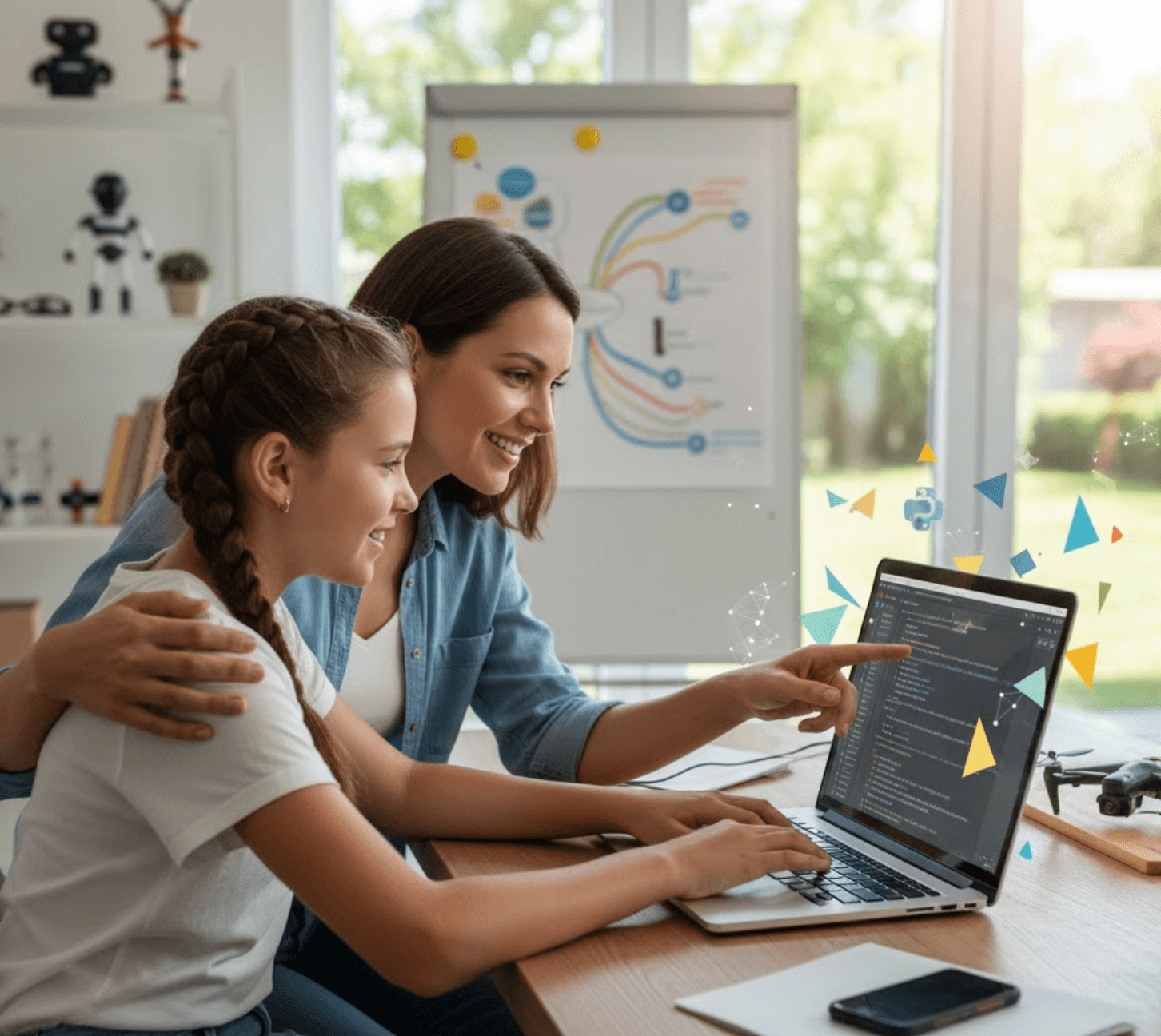 Student receiving support while practicing Python